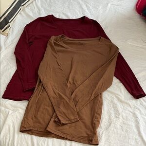 No Boundaries Burgundy and Brown Long Sleeve Tops